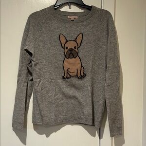 Philosophy Gray cashmere Sweater with Tan frenchie Design